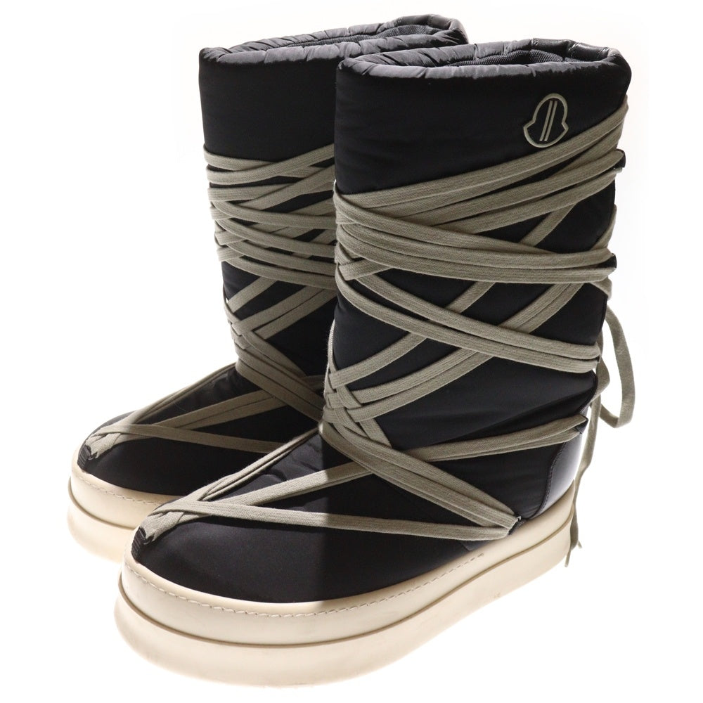 Rick Owens(リックオウエンス) 23AW ×MONCLER BIG ROCKS PADDED BOOTS I209N4H00020 M3863 ×モンクレール パデットブーツ ロゴダウンブーツ ブラック/ホワイト