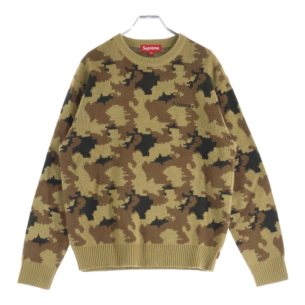 SUPREME(シュプリーム) 16AW CAMO SWEATER カモ柄クルーネック長袖ニットセーター ブラウン