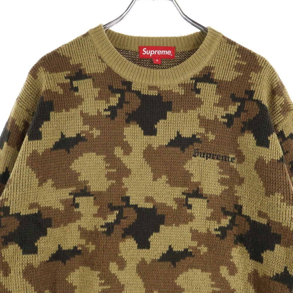 SUPREME(シュプリーム) 16AW CAMO SWEATER カモ柄クルーネック長袖ニットセーター ブラウン
