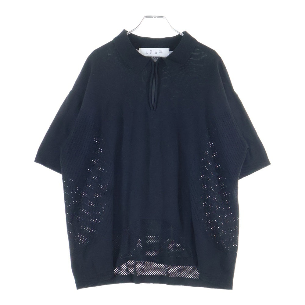 bal(バル) メッシュ ハーフジップアップ半袖カットソー ブラック