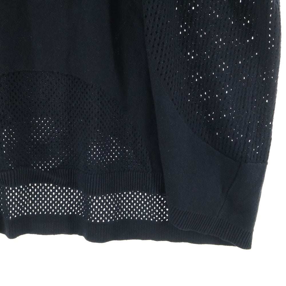 bal(バル) メッシュ ハーフジップアップ半袖カットソー ブラック