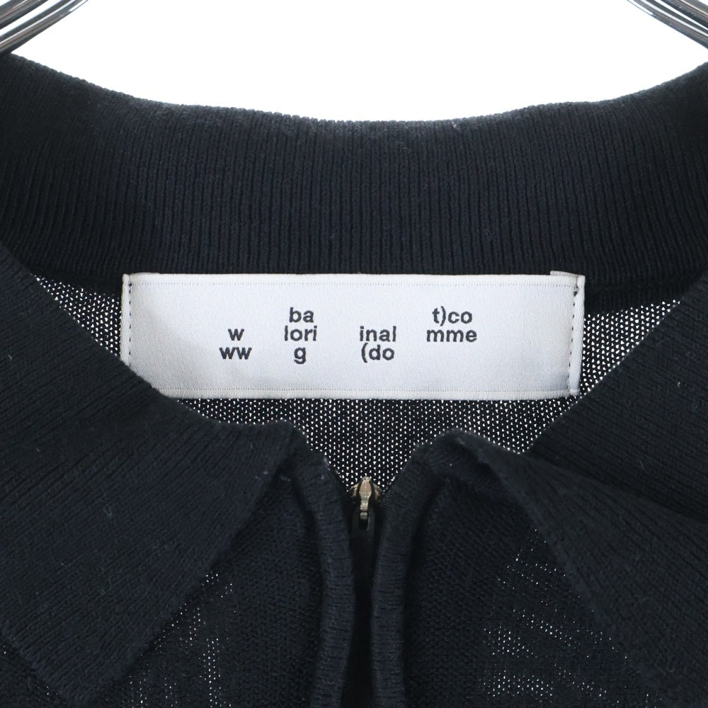 bal(バル) メッシュ ハーフジップアップ半袖カットソー ブラック