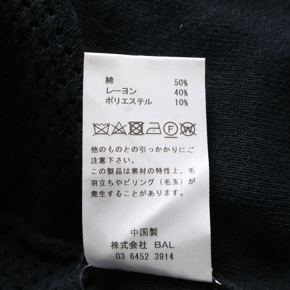 bal(バル) メッシュ ハーフジップアップ半袖カットソー ブラック
