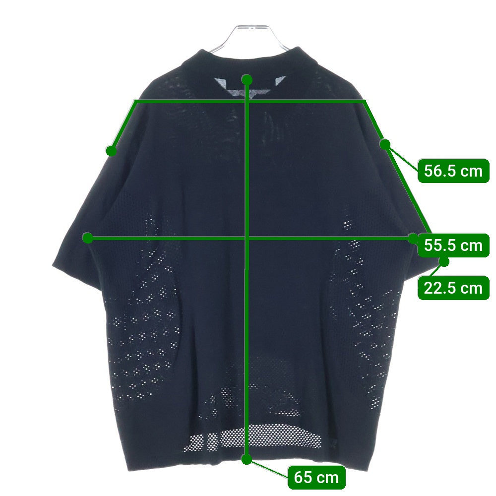 bal(バル) メッシュ ハーフジップアップ半袖カットソー ブラック