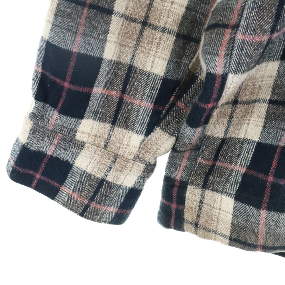 A.F ARTEFACT(エーエフアーティファクト) SNAPPED PANEL SWITCHING CHECK COMBI SHIRT チェック柄ドッキング長袖シャツ ブラック