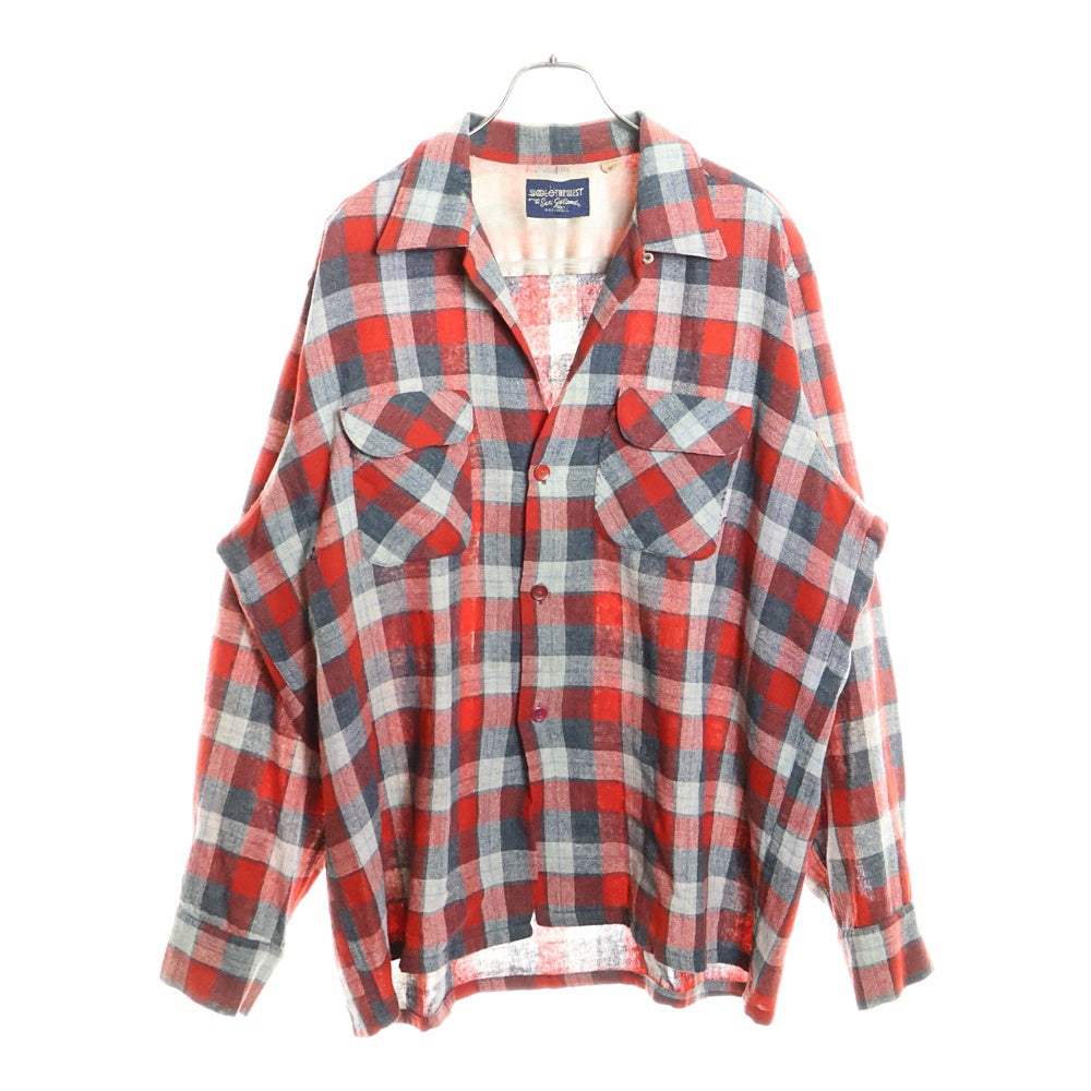 VINTAGE(ヴィンテージ) 50S WOOL THE WEST WOOL NYLON CHECK L/S SHIRT ウール ナイロン チェック 長袖シャツ レッド/グレー