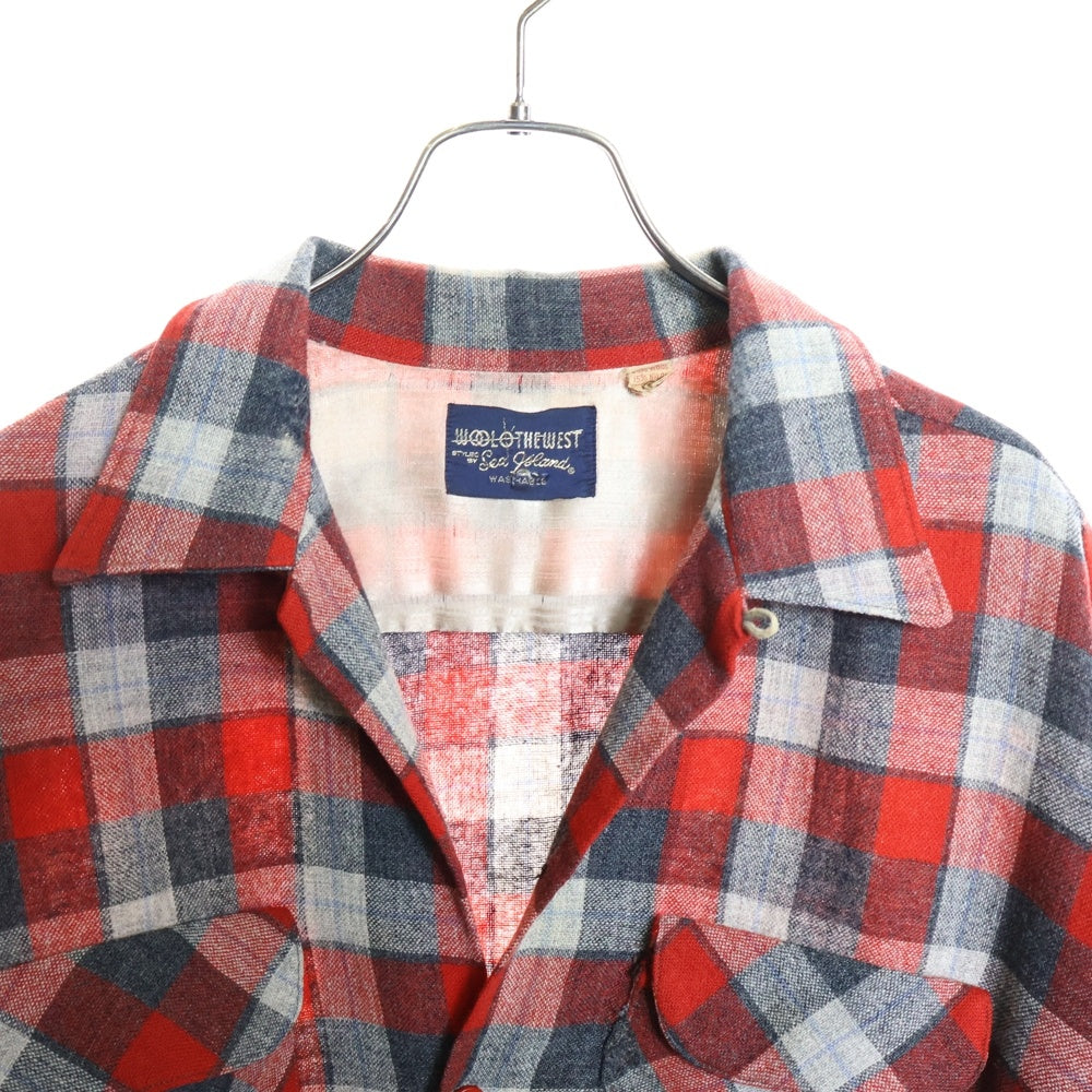 VINTAGE(ヴィンテージ) 50S WOOL THE WEST WOOL NYLON CHECK L/S SHIRT ウール ナイロン チェック 長袖シャツ レッド/グレー