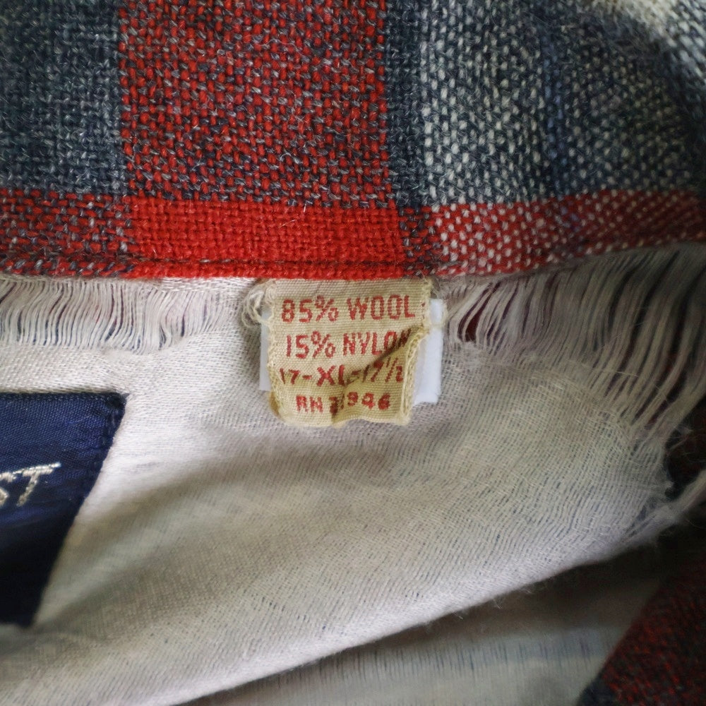 VINTAGE(ヴィンテージ) 50S WOOL THE WEST WOOL NYLON CHECK L/S SHIRT ウール ナイロン チェック 長袖シャツ レッド/グレー