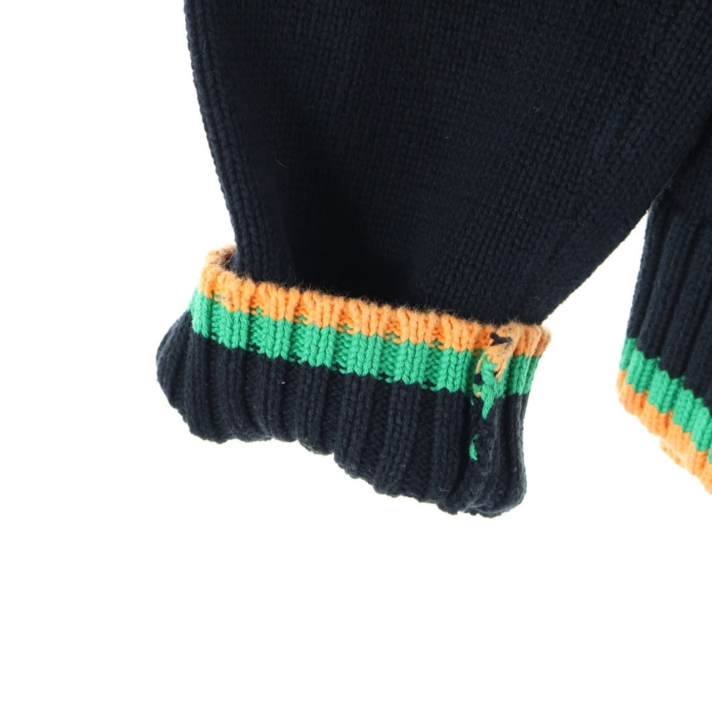 CASABLANCA(カサブランカ) 21AW ORENGE CREW NECK KNIT フロント フルーツ クルーネック ニット ブラック CASABLANCA21FW-3