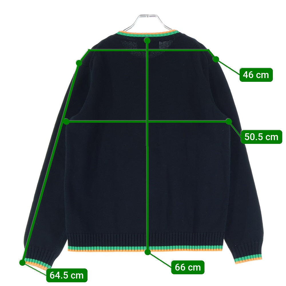 CASABLANCA(カサブランカ) 21AW ORENGE CREW NECK KNIT フロント フルーツ クルーネック ニット ブラック CASABLANCA21FW-3