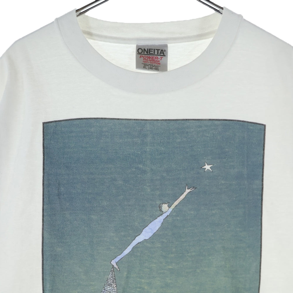 VINTAGE(ヴィンテージ) 90s RICHARD STINE MAN REACHING FOR A STAR リチャードスタイン 星に手を伸ばす男 アート 絵画 Tシャツ 半袖カットソー ホワイト