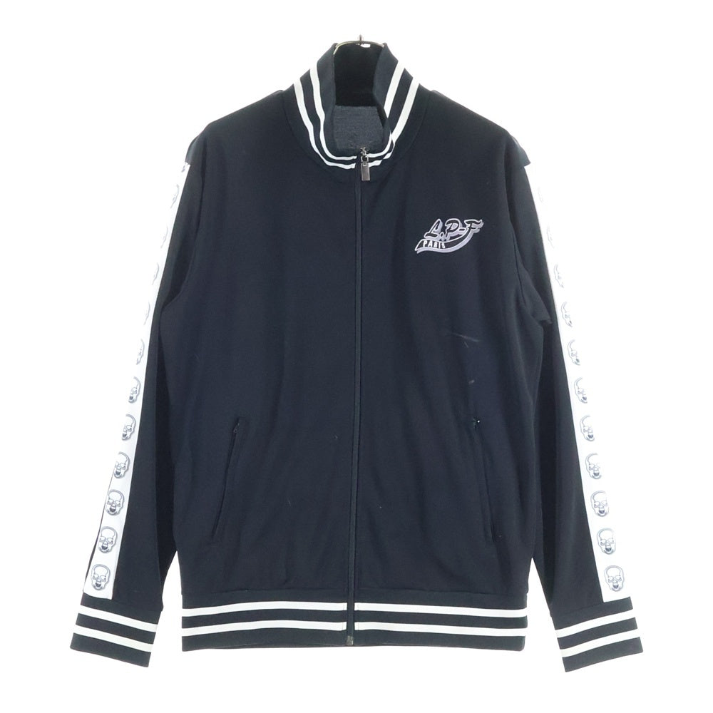 lucien pellat-finet(ルシアンペラフィネ) LPFロゴ スカルサイドラインジップアップジャケット ブラック/ホワイト