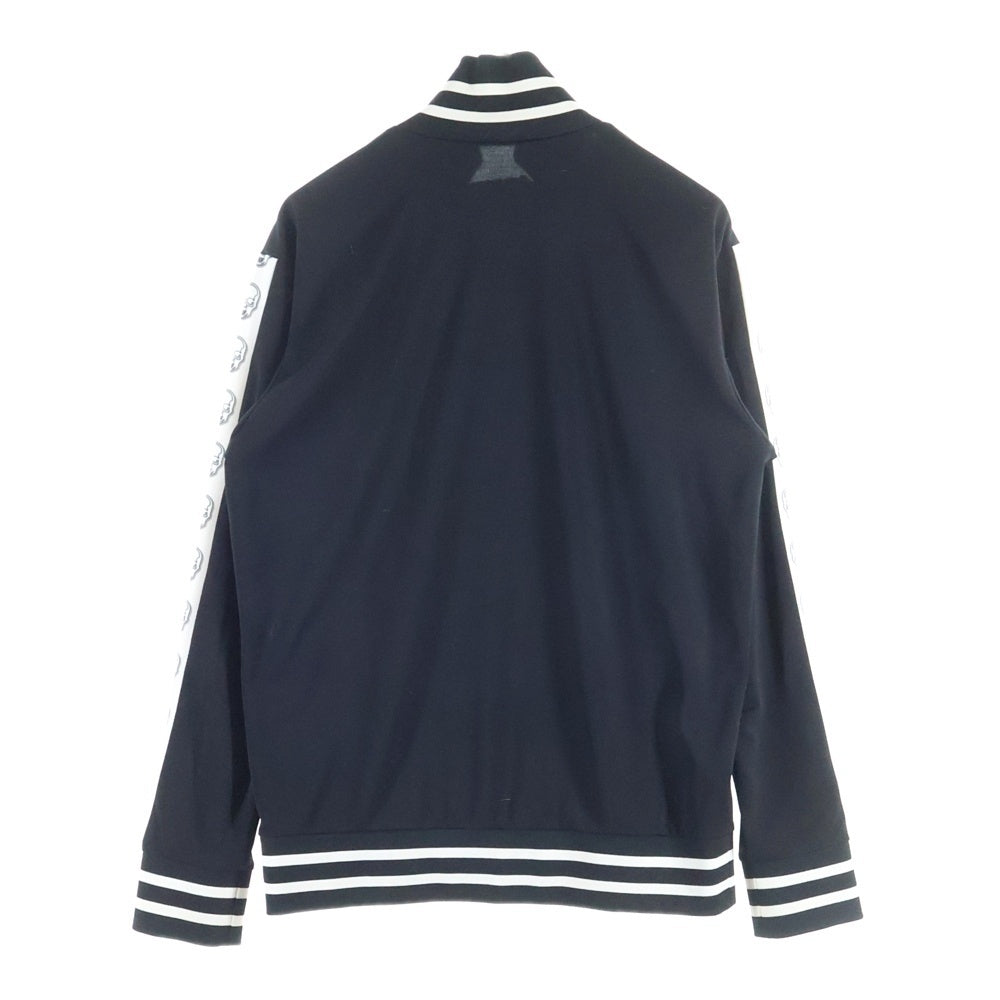 lucien pellat-finet(ルシアンペラフィネ) LPFロゴ スカルサイドラインジップアップジャケット ブラック/ホワイト