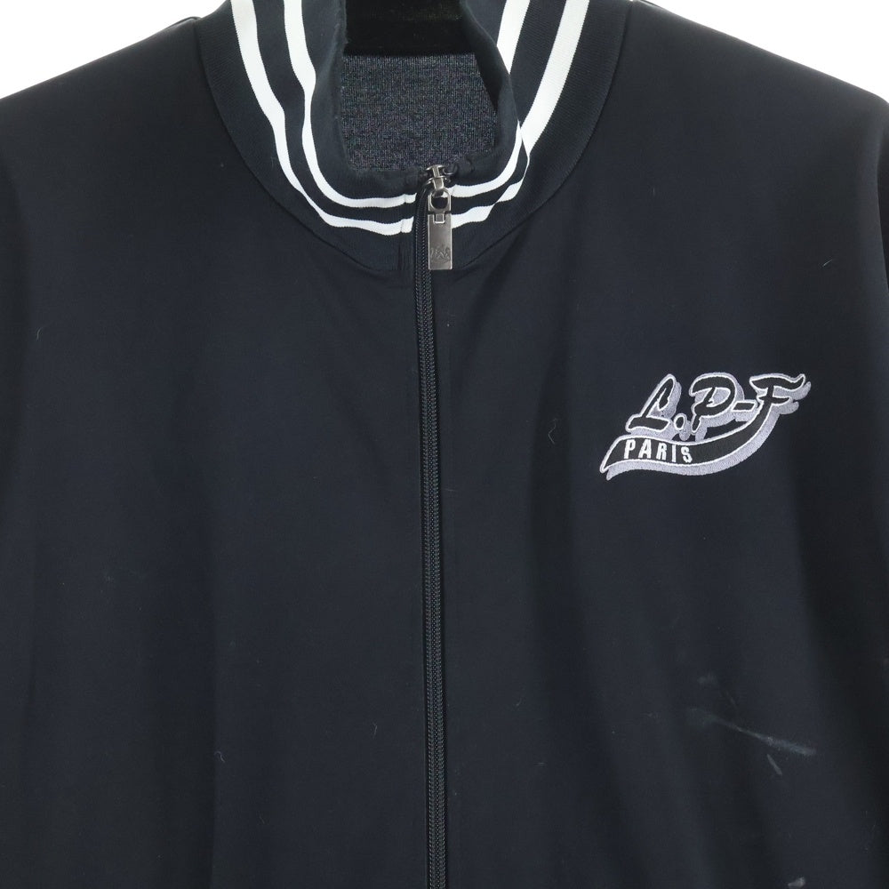 lucien pellat-finet(ルシアンペラフィネ) LPFロゴ スカルサイドラインジップアップジャケット ブラック/ホワイト