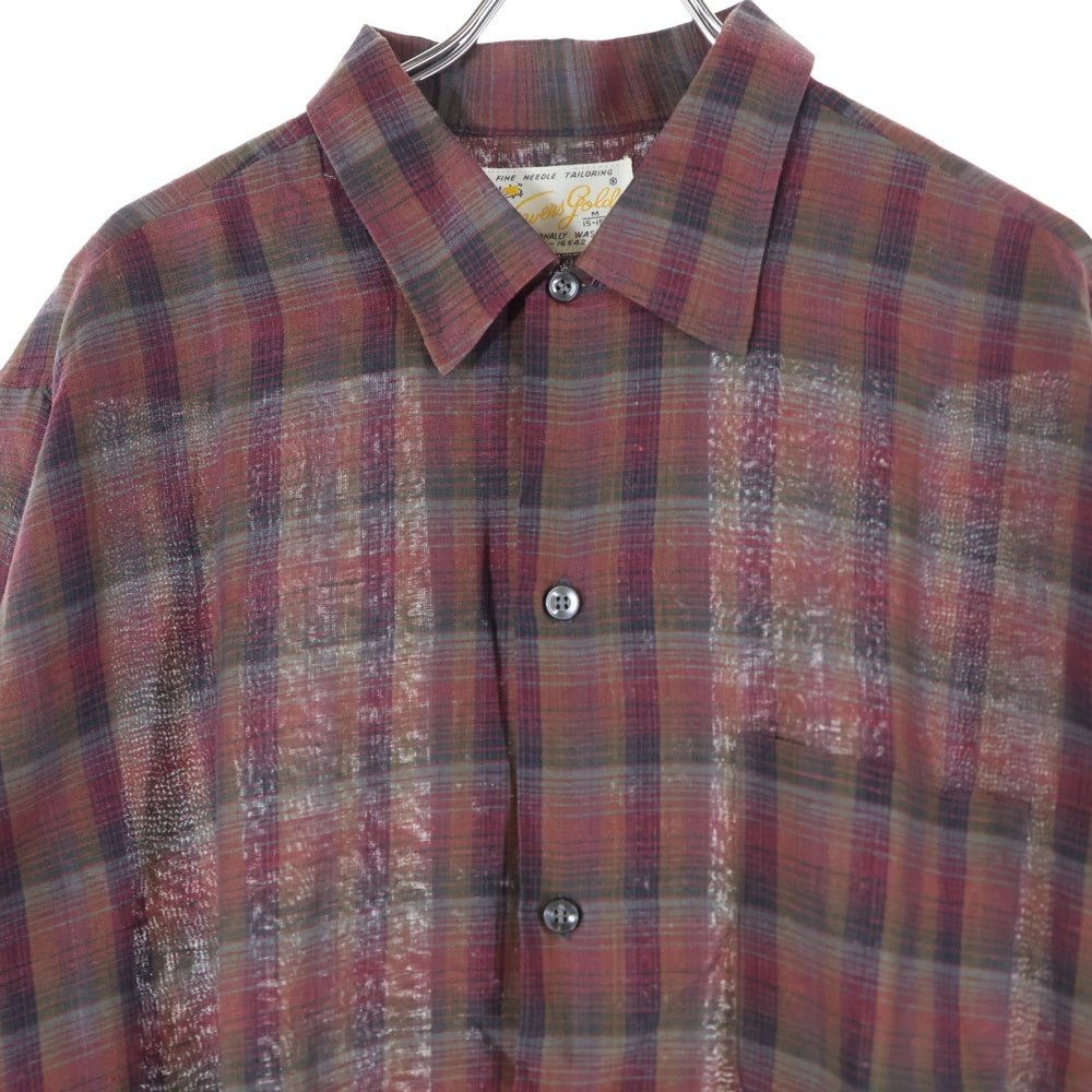 VINTAGE(ヴィンテージ) 50-60S WEAVERS GOLD RAYON CHECK L/S SHIRT ウィーバーズ ゴールド レーヨン 長袖シャツ ボルドー/グレー