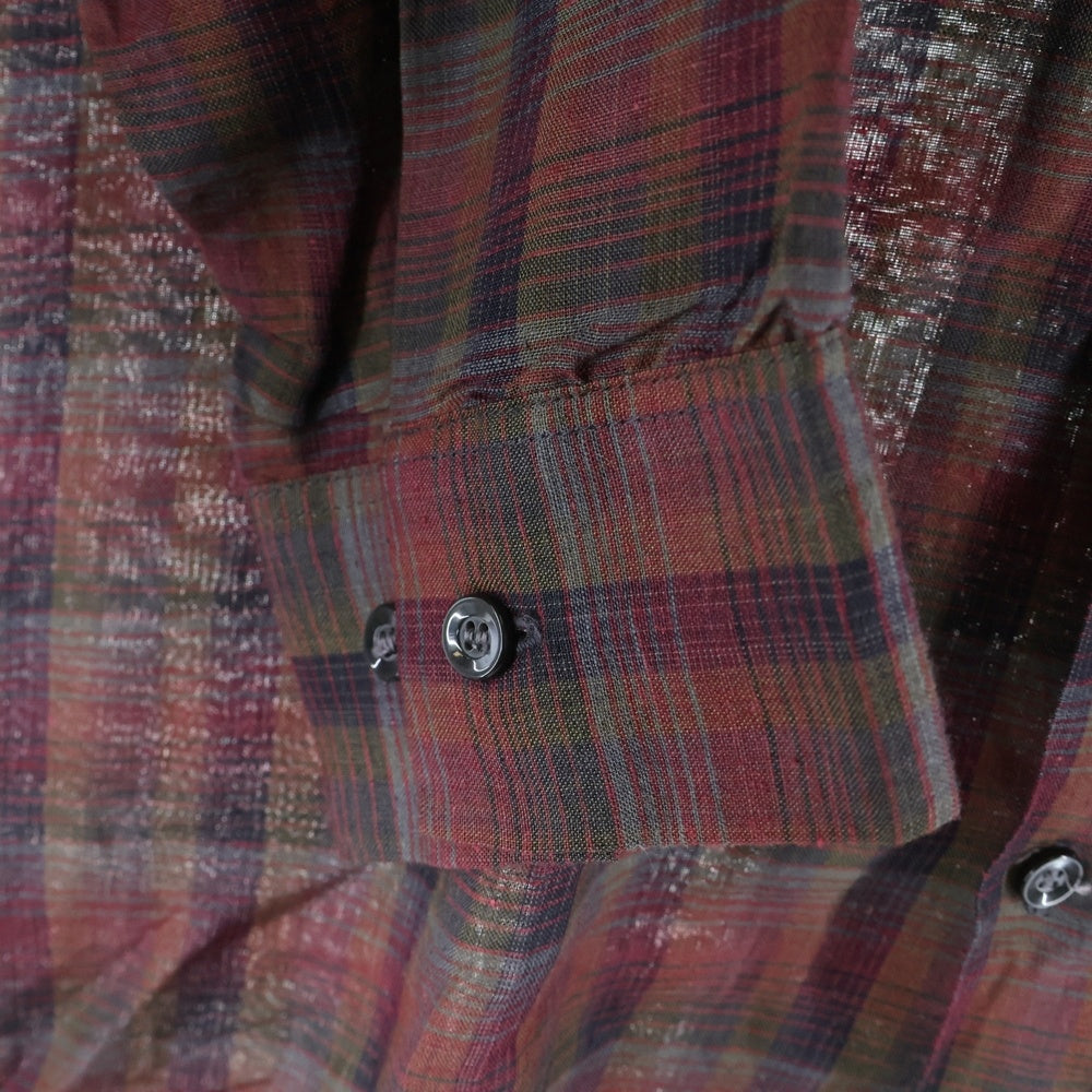 VINTAGE(ヴィンテージ) 50-60S WEAVERS GOLD RAYON CHECK L/S SHIRT ウィーバーズ ゴールド レーヨン 長袖シャツ ボルドー/グレー