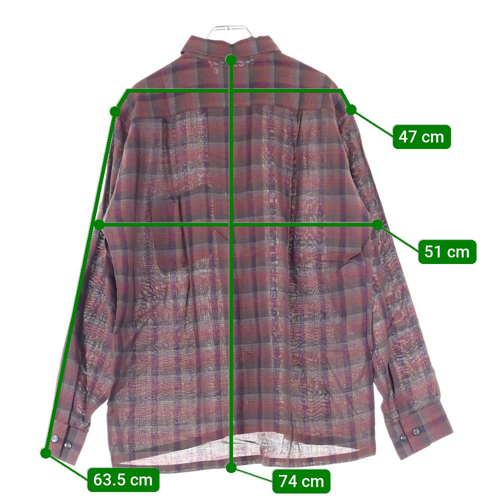 VINTAGE(ヴィンテージ) 50-60S WEAVERS GOLD RAYON CHECK L/S SHIRT ウィーバーズ ゴールド レーヨン 長袖シャツ ボルドー/グレー