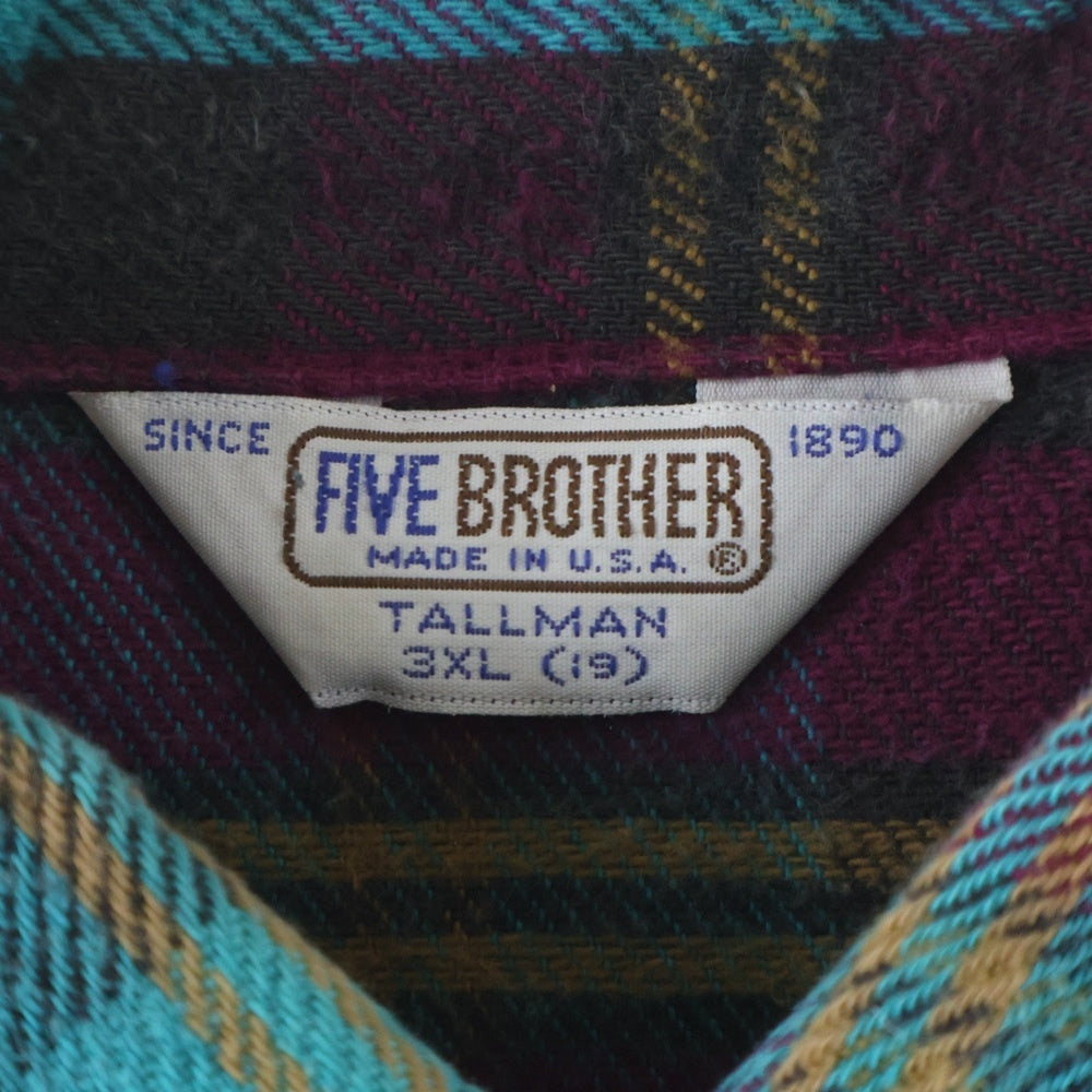 FIVE BROTHERS(ファイブブラザー) 70-80S VINTAGE CHECK L/S SHIRT ヴィンテージ チェック 長袖 シャツ ブルー/ボルドー/イエロー