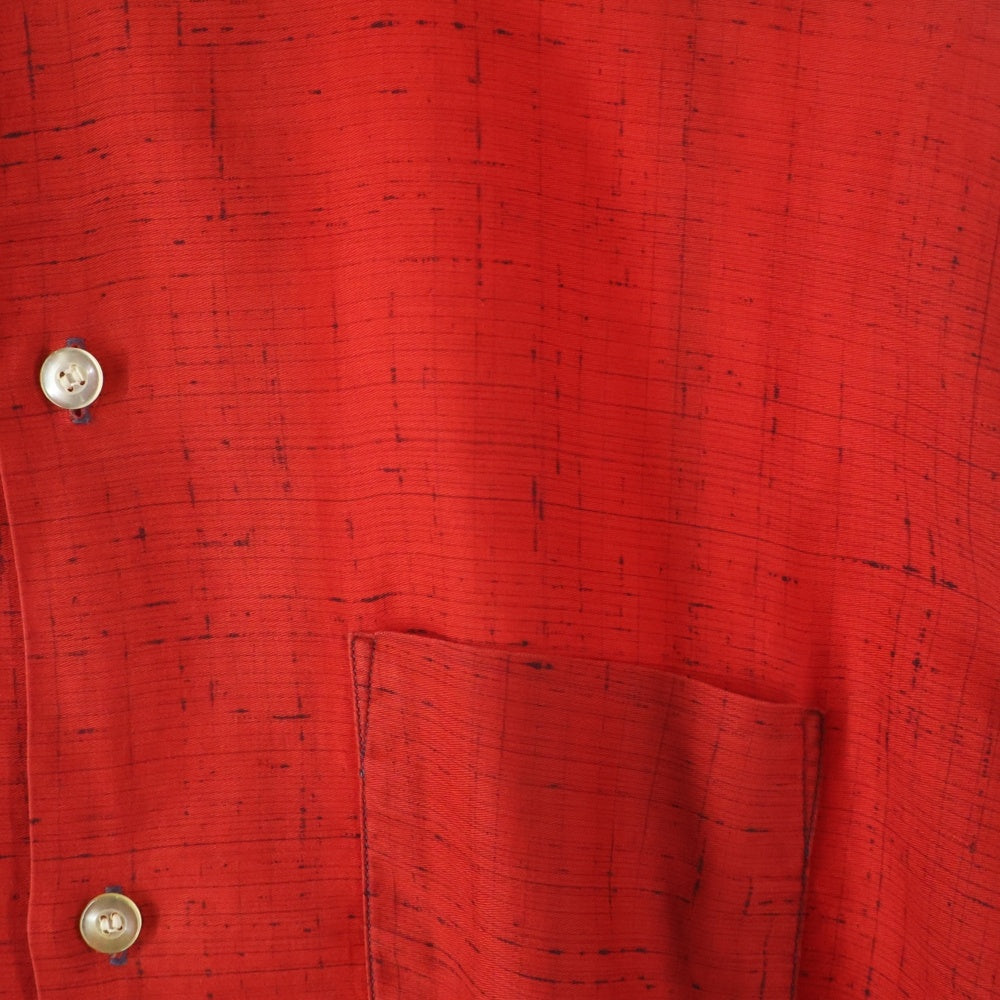 VINTAGE(ヴィンテージ) 50-60S NOFADE WASHABLE RAYON KASURI L/S SHIRT レーヨン 黒カスリ かすり柄 チェック 長袖 シャツ レッド/ブラック