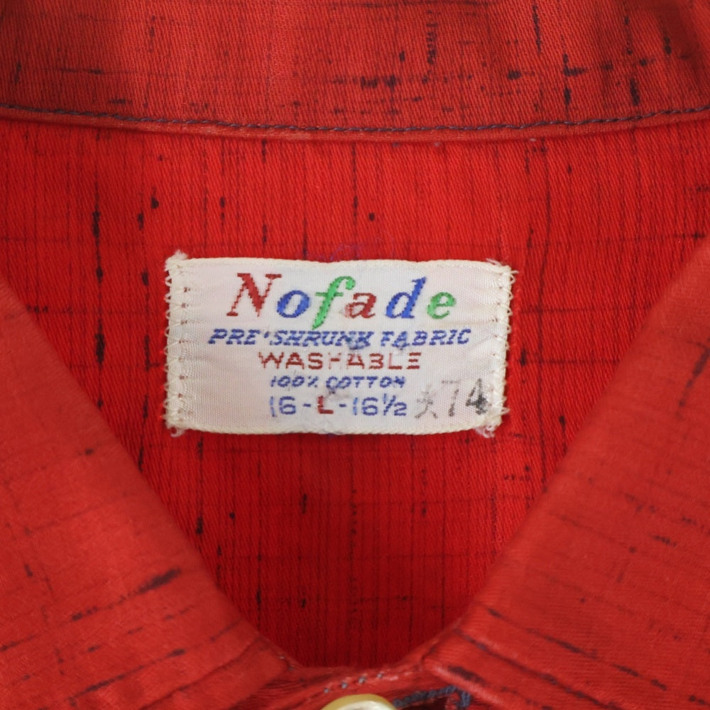 VINTAGE(ヴィンテージ) 50-60S NOFADE WASHABLE RAYON KASURI L/S SHIRT レーヨン 黒カスリ かすり柄 チェック 長袖 シャツ レッド/ブラック