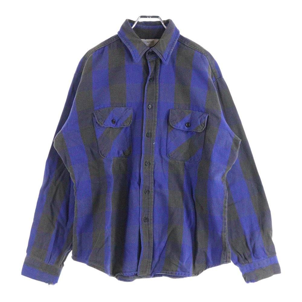 FIVE BROTHERS(ファイブブラザー) 70-80S VINTAGE FLANNEL CHECK L/S SHIRT コットン チェック 長袖 三角タグ シャツ ブルー/ブラック