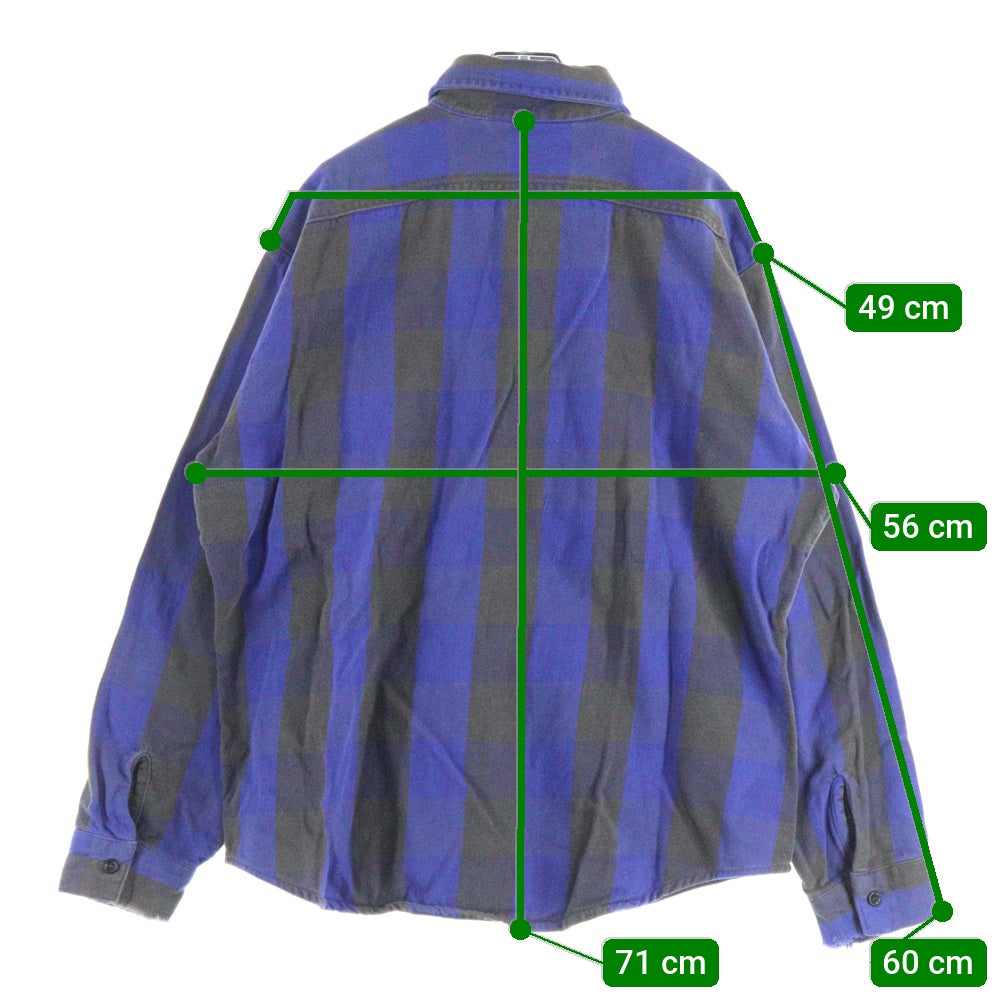 FIVE BROTHERS(ファイブブラザー) 70-80S VINTAGE FLANNEL CHECK L/S SHIRT コットン チェック 長袖 三角タグ シャツ ブルー/ブラック