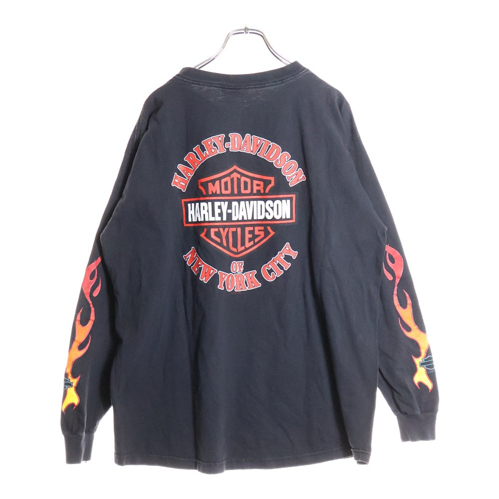 HARLEY DAVIDSON(ハーレーダビッドソン) 90s VINTAGE FLAMES L/S TEE 袖プリント フレイム ファイヤー長袖Tシャツ ブラック