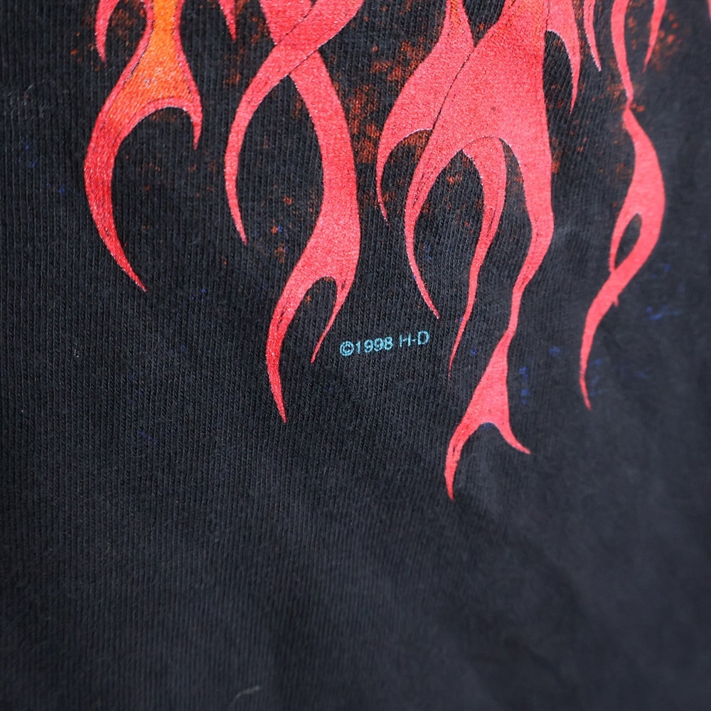 HARLEY DAVIDSON(ハーレーダビッドソン) 90s VINTAGE FLAMES L/S TEE 袖プリント フレイム ファイヤー長袖Tシャツ ブラック