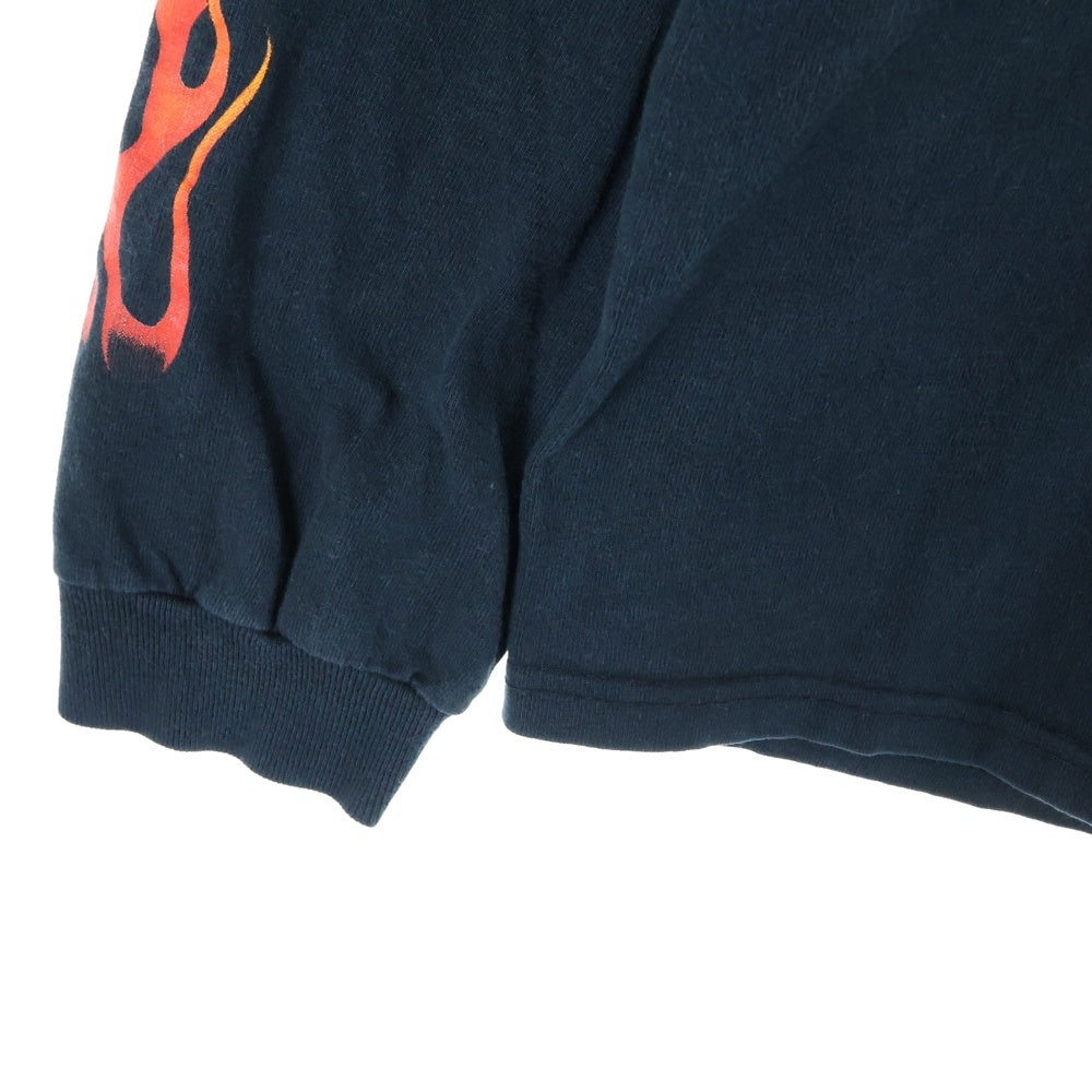 HARLEY DAVIDSON(ハーレーダビッドソン) 90s VINTAGE FEEL THE HEAT R.K.STRATMAN FLAMES L/S TEE フレイムス 袖ファイヤー 長袖Tシャツ ブラック/レッド