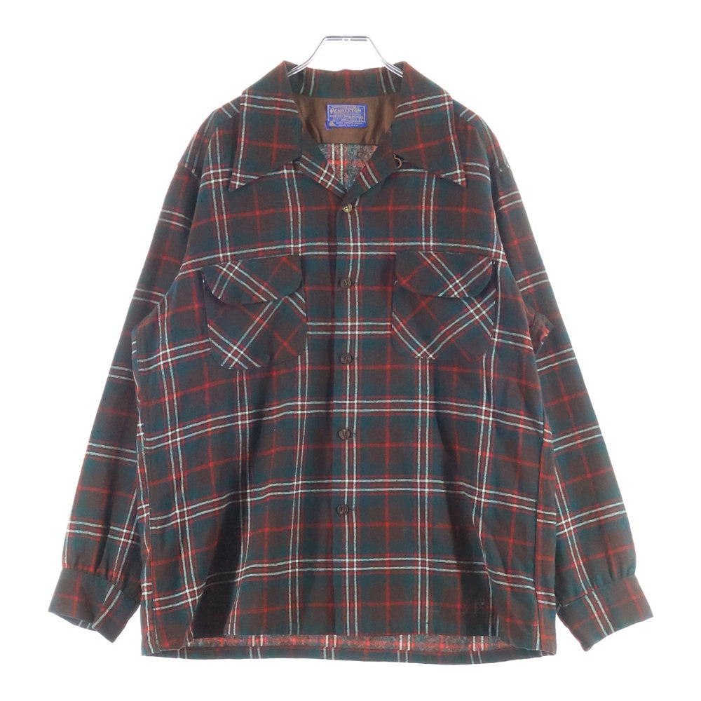 70s Pendleton ウールシャツ チェック ブラウン系 状態良好 PENDLETON(ペンドルトン) 70S WOOL CHECK L/S SHIRT ウール チェック
