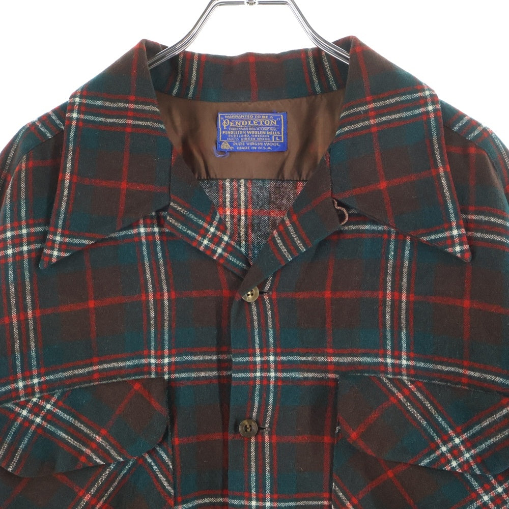 PENDLETON(ペンドルトン) 70S WOOL CHECK L/S SHIRT ウール チェック 長袖シャツ ブラウン/レッド/グリーン