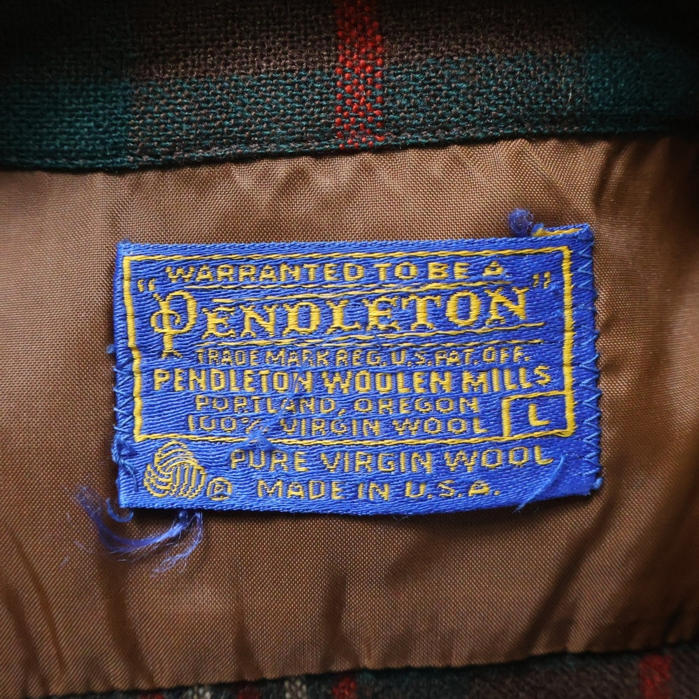 PENDLETON(ペンドルトン) 70S WOOL CHECK L/S SHIRT ウール チェック 長袖シャツ ブラウン/レッド/グリーン