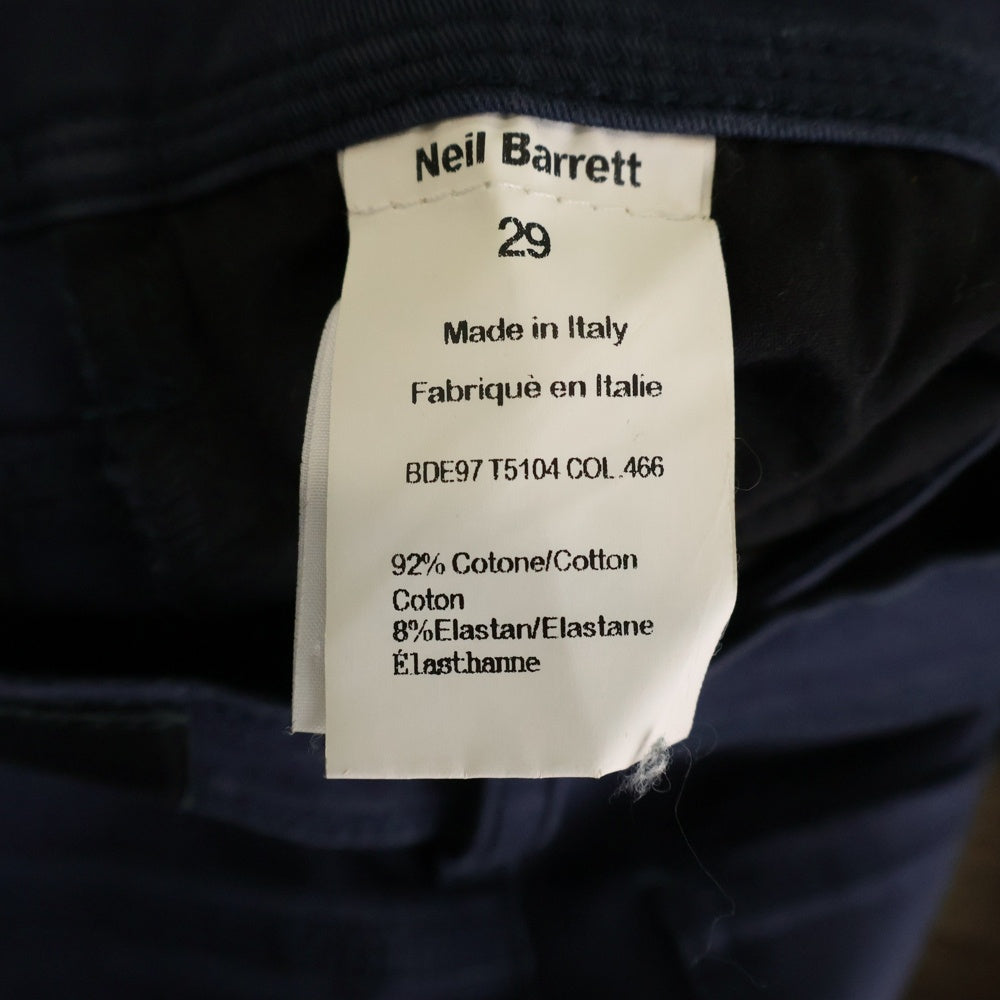 Neil Barrett(ニール バレット) TAPERED ZIP POCKET SKINNY ジップポケット スキニー コットン パンツ ネイビー BDE97T5104
