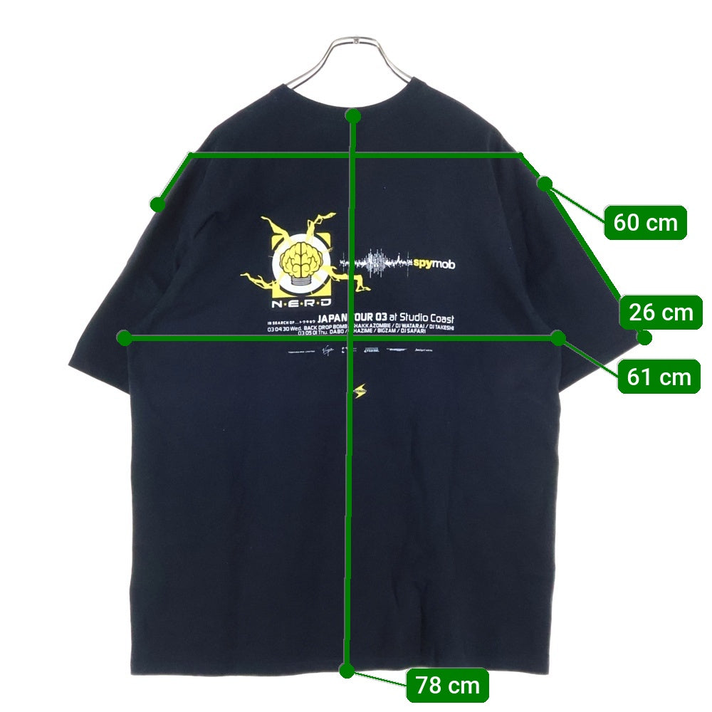 VINTAGE(ヴィンテージ) N.E.R.D Japan Tour T プリント半袖クルーネックTシャツ ブラック