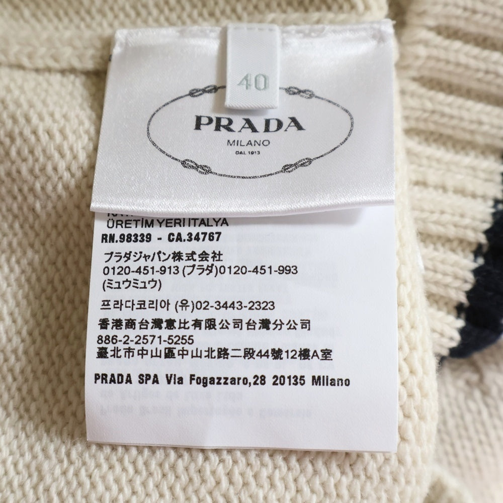 PRADA(プラダ) 24AW Women's Wool and Cashmere cardigan ウーマン ウール カシミヤ混 カーディガン アイボリー P25N21 レディース