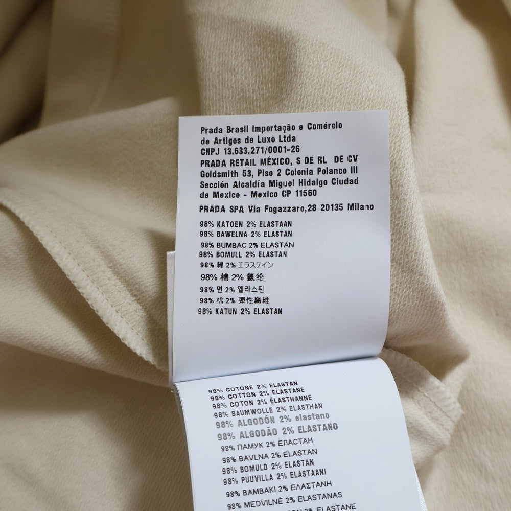 PRADA(プラダ) Sand Stretch Cotton Oversize Sweatshirt サンドストレッチコットン オーバーサイズ プルオーバーフーディー パーカー 134691 アイボリー レディース