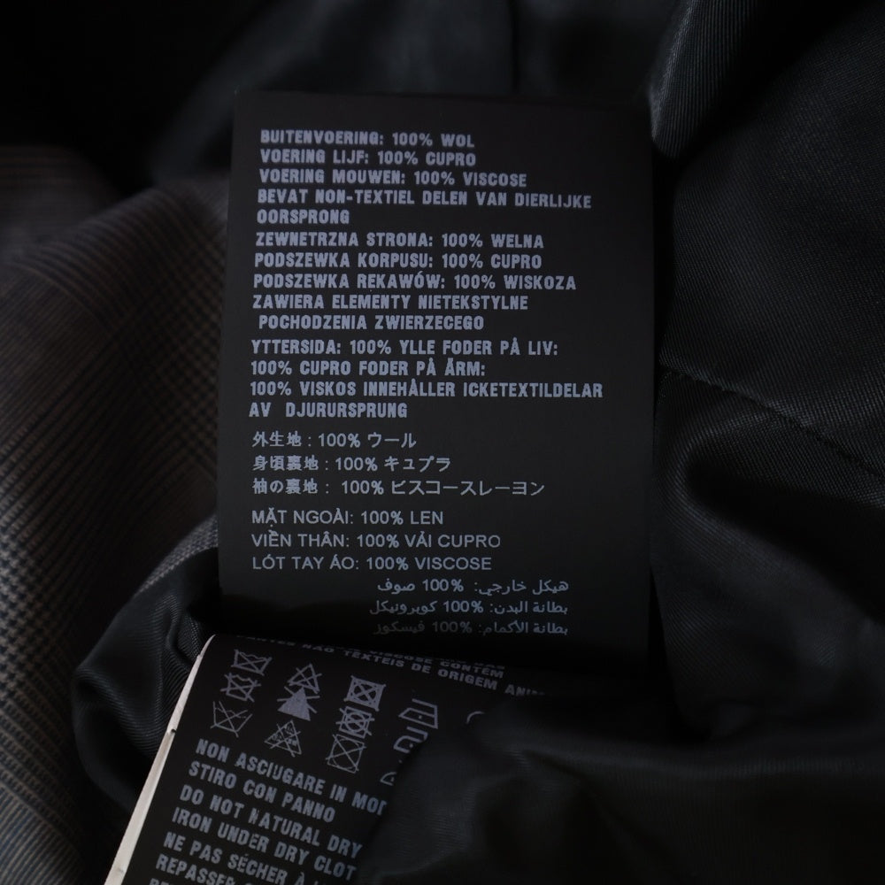 PRADA(プラダ) シングルブレスト モヘアウール チェック柄 袖ロゴテーラードジャケット UGM169 グレー