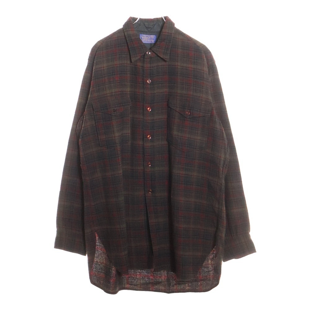 PENDLETON(ペンドルトン) 50S WOOL CHECK L/S SHIRT 2枚タグ ウール チェック 長袖 シャツ ブラウン/レッド/ブラック