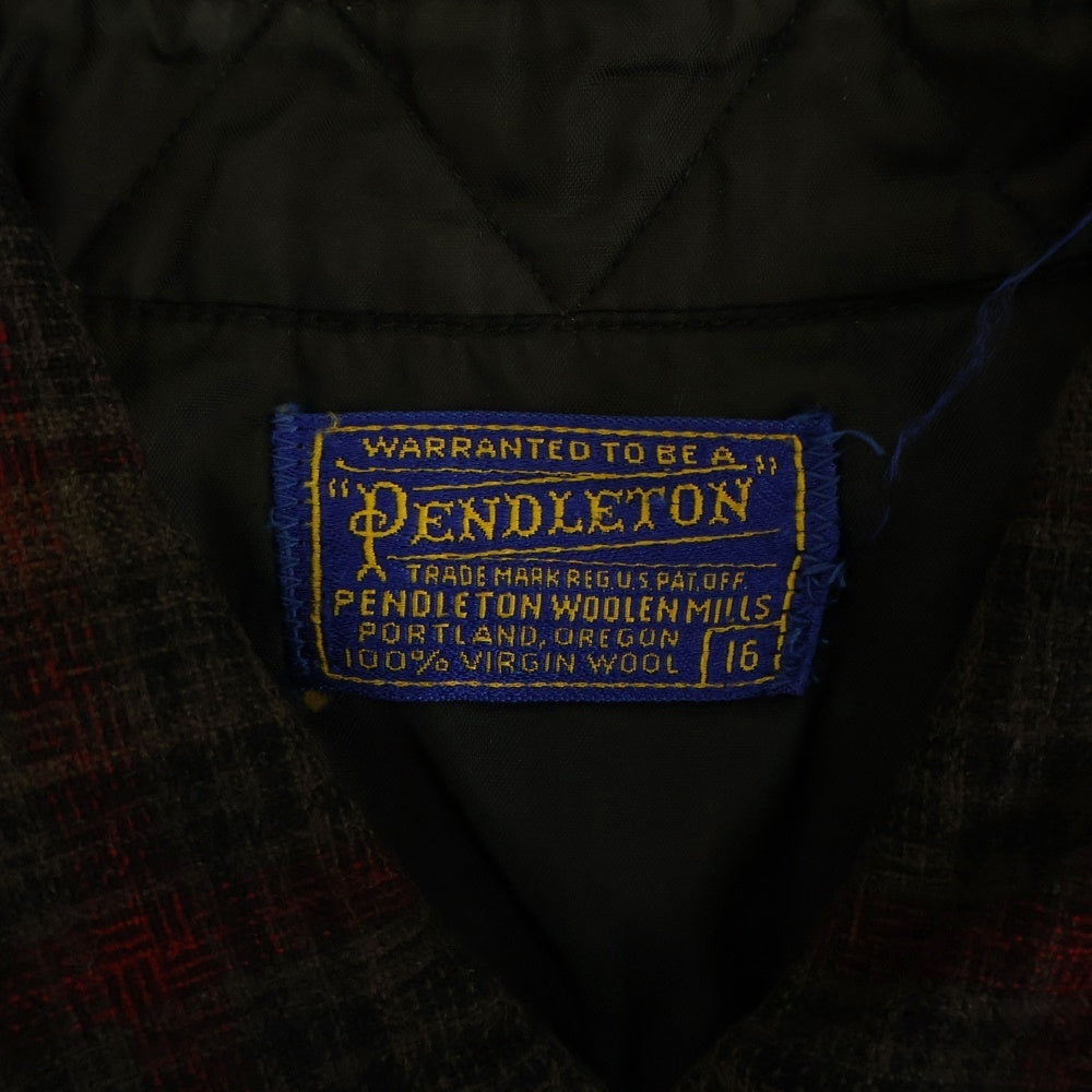 PENDLETON(ペンドルトン) 50S WOOL CHECK L/S SHIRT 2枚タグ ウール チェック 長袖 シャツ ブラウン/レッド/ブラック