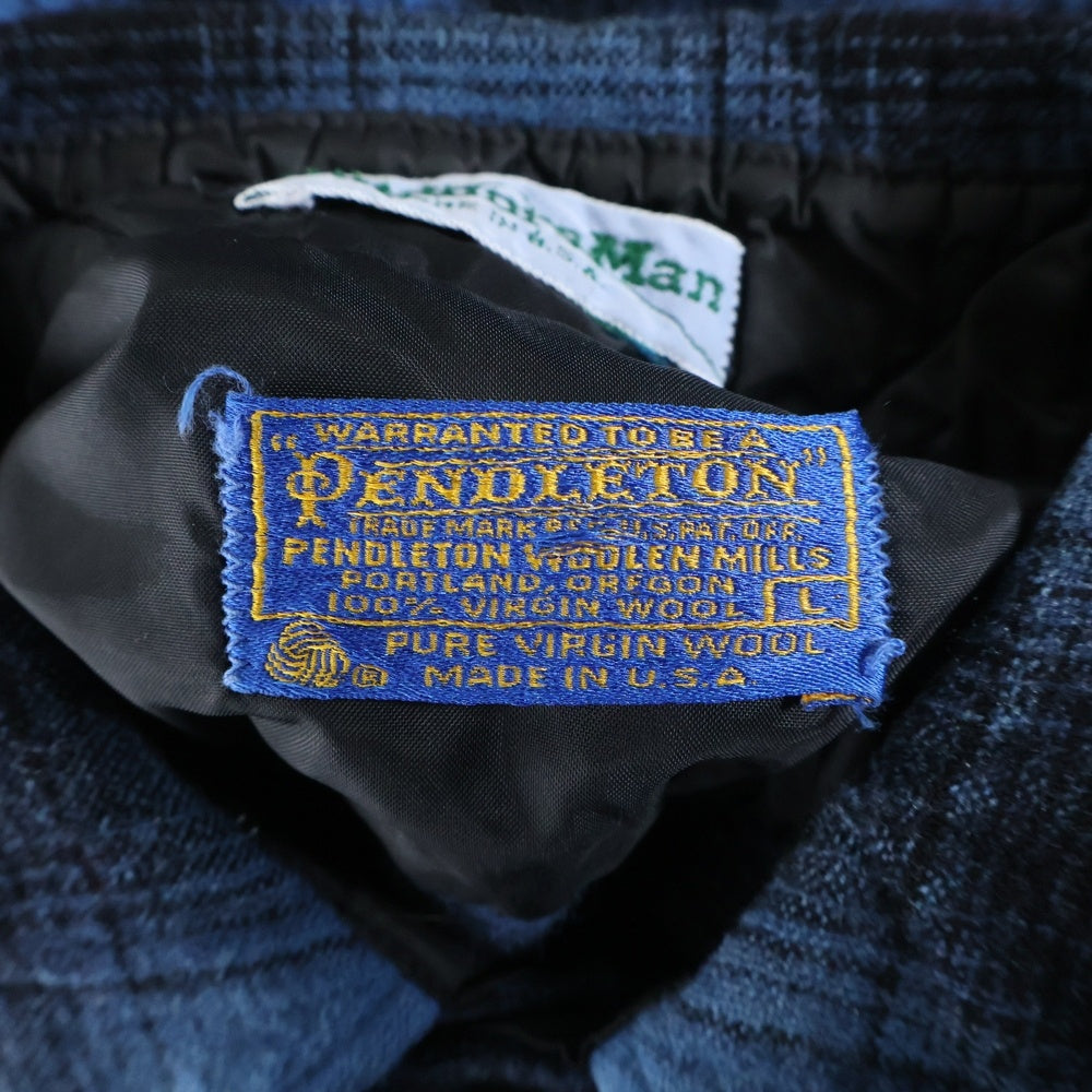 PENDLETON(ペンドルトン) 60S VINTAGE CHECK WOOL L/S SHIRT OUTDOORS MAN オンブレチェック ウール 長袖シャツ ブルー/ブラック