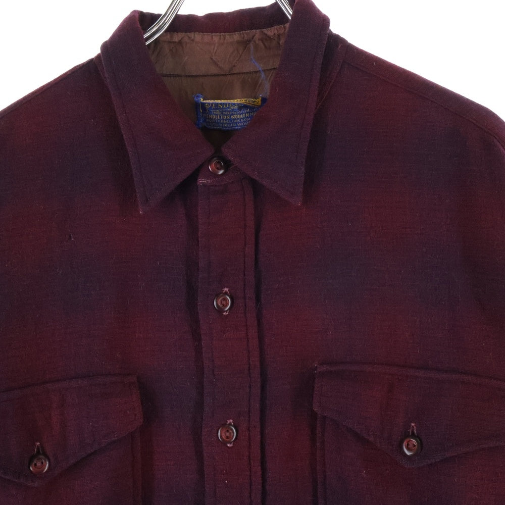 PENDLETON(ペンドルトン) 50S VINTAGE CHECK WOOL L/S SHIRT オンブレチェック ウール 長袖シャツ レッド/ブラック