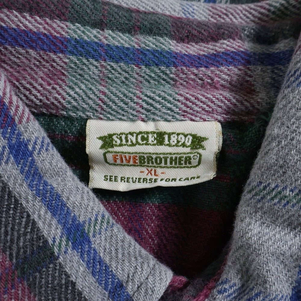 FIVE BROTHERS(ファイブブラザー) 90S VINTAGE CHECK L/S SHIRT ヴィンテージ チェック ボード 長袖シャツ グレー/パープル/カーキ