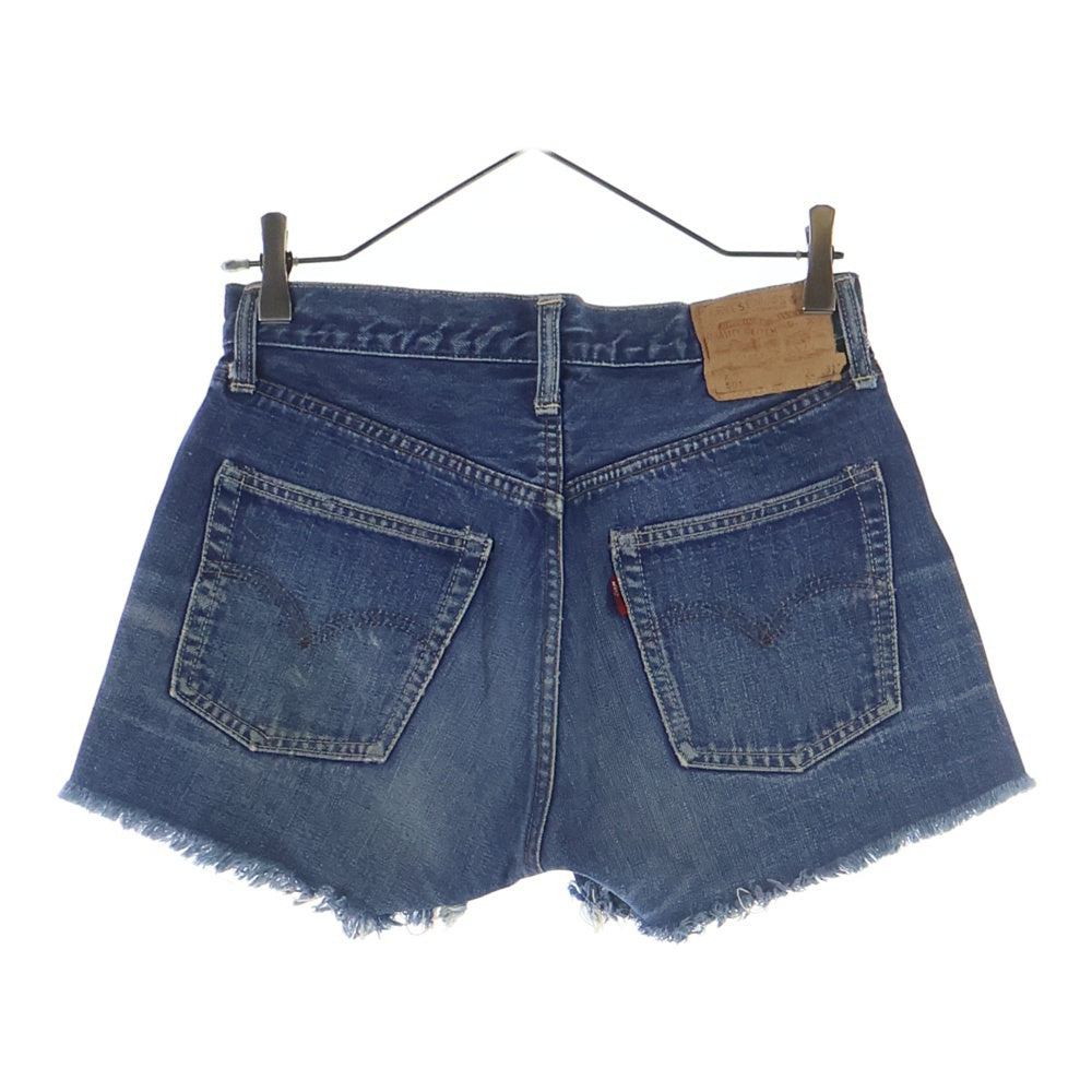 Levi's(リーバイス) 501 ATYPE CUT OFF BIGE 不均等V 両面タブ ボタン裏4 タイプ物 カットオフ Vステッチ ショートデニムパンツ ブルー レディース