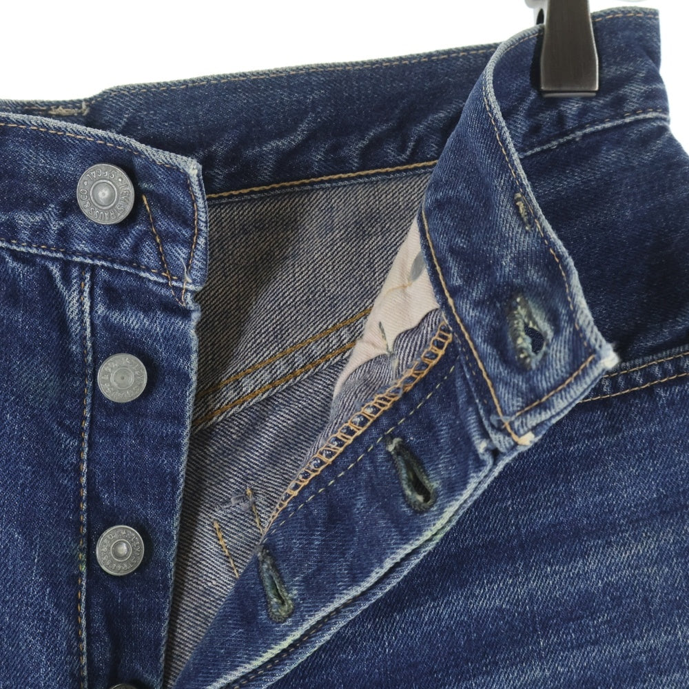 Levi's(リーバイス) 501 ATYPE CUT OFF BIGE 不均等V 両面タブ ボタン裏4 タイプ物 カットオフ Vステッチ ショートデニムパンツ ブルー レディース