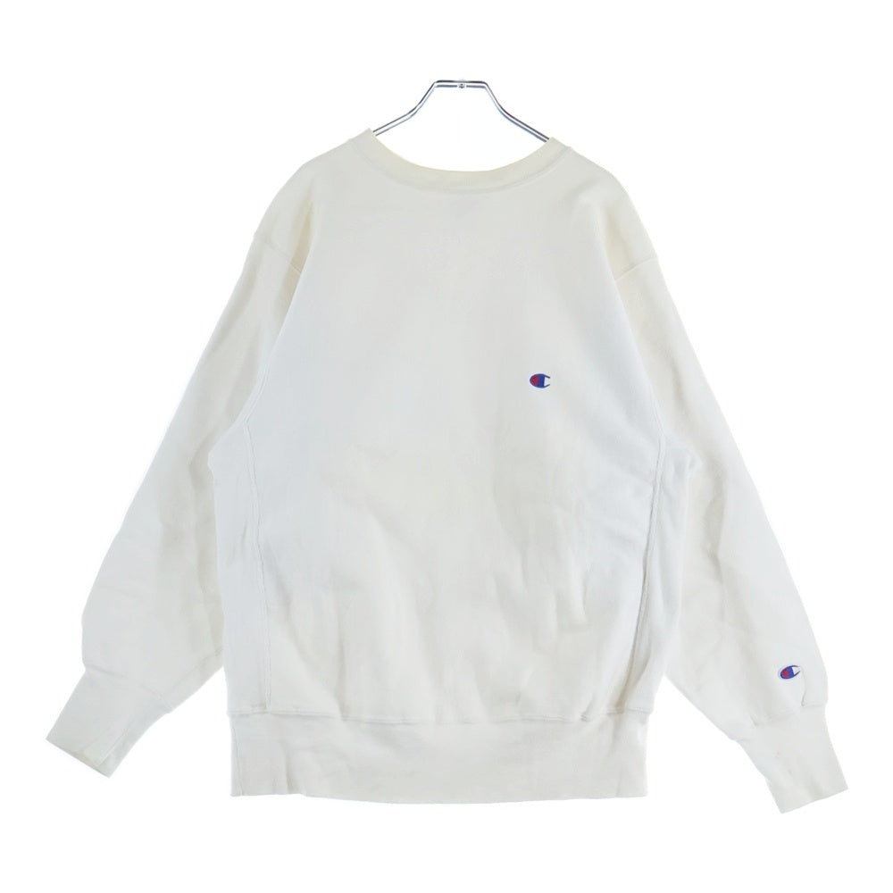 CHAMPION(チャンピオン) 90s VINTAGE REVERSE WEAVE ロゴ刺繍 クルーネックスウェット長袖トレーナー ホワイト