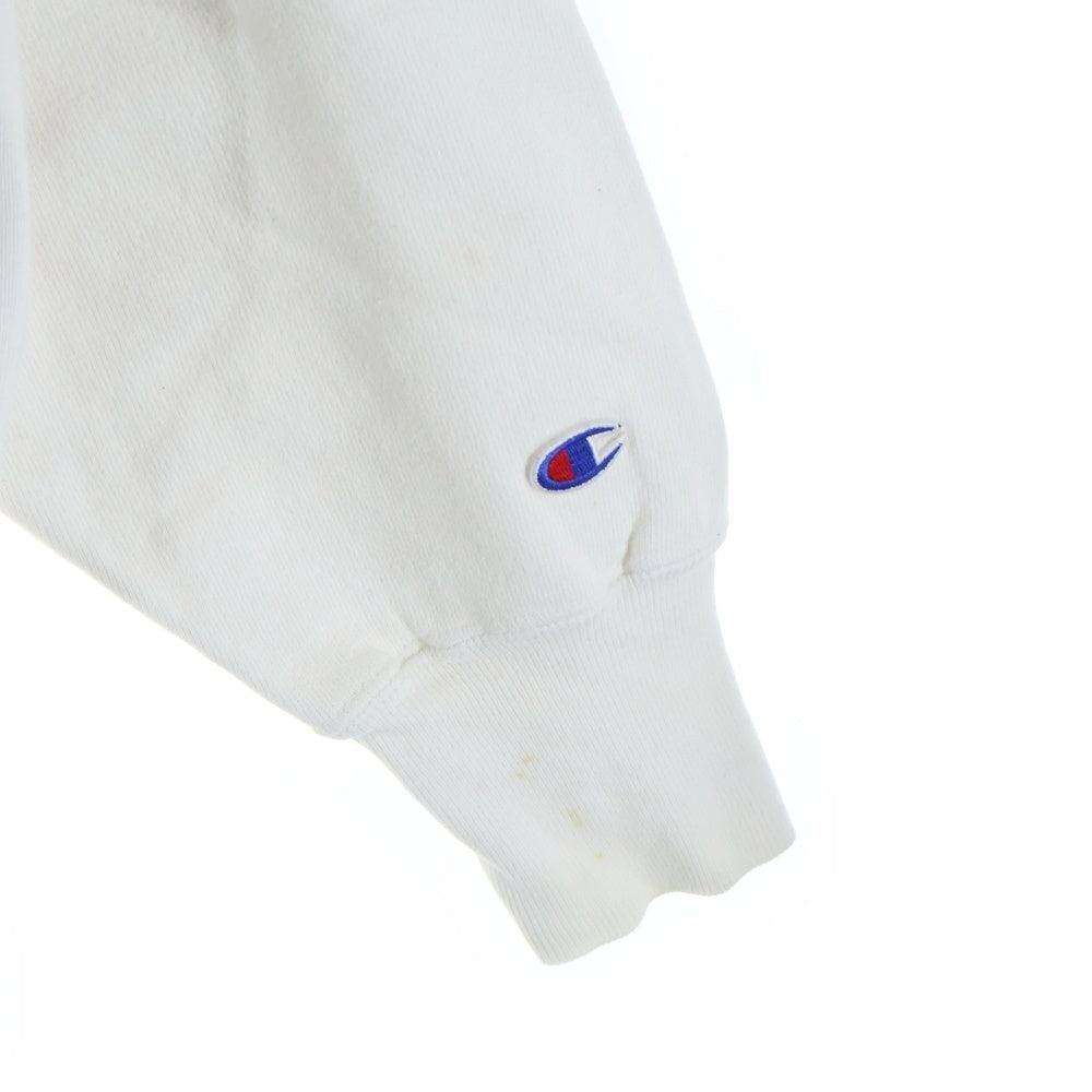 CHAMPION(チャンピオン) 90s VINTAGE REVERSE WEAVE ロゴ刺繍 クルーネックスウェット長袖トレーナー ホワイト
