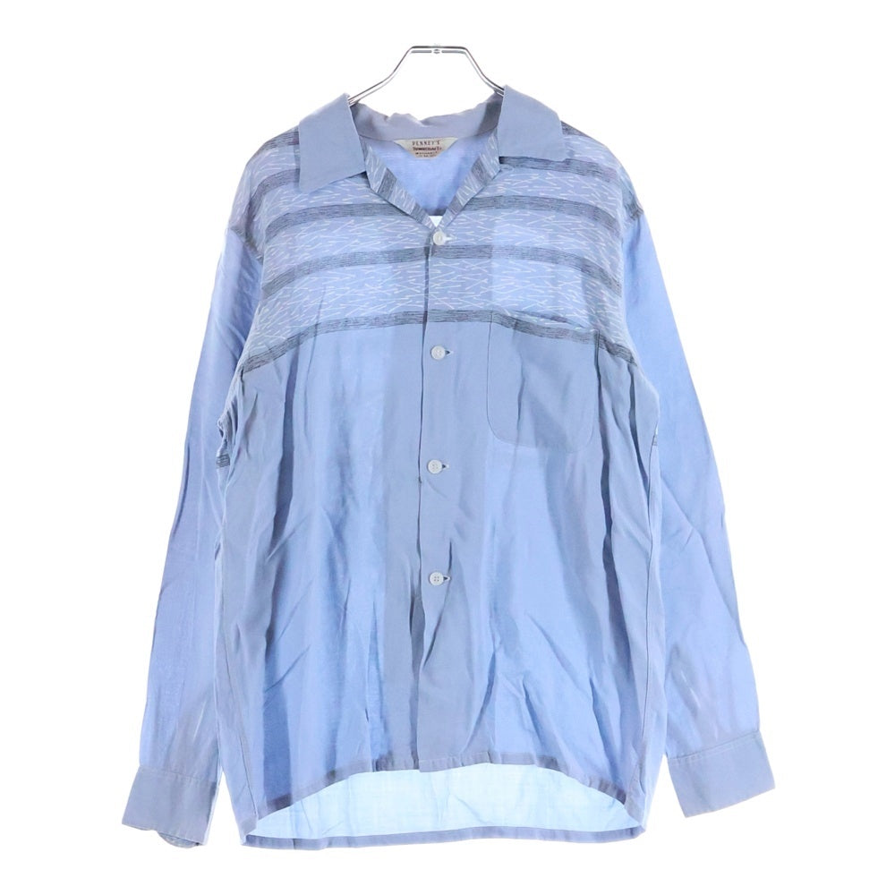 PENNEYS TOWNCRAFT(ぺニーズタウンクラフト) 50S WASHABLE RAYON OPEN COLLAR L/S SHIRT 長袖 レーヨン シャツ ブルー