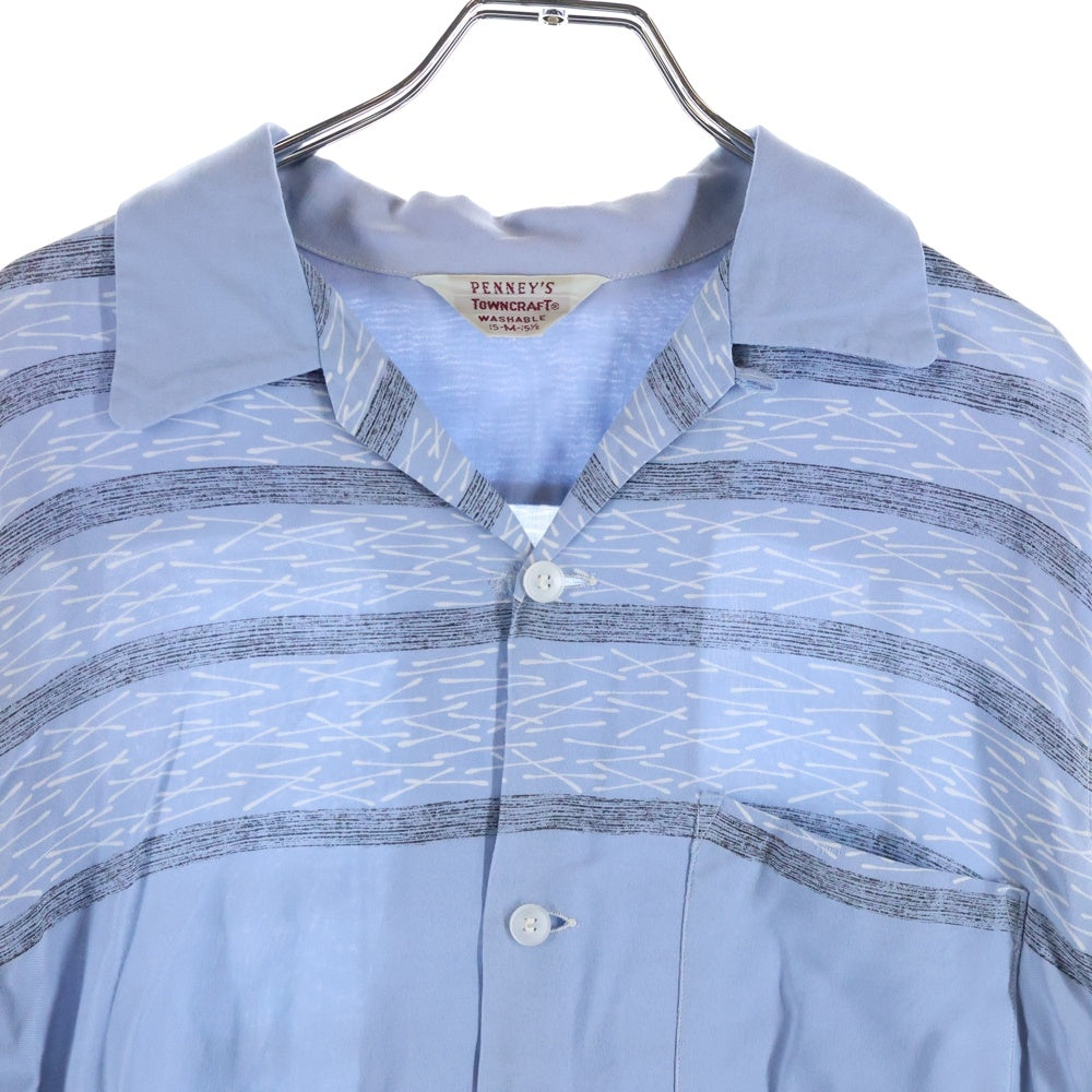 PENNEYS TOWNCRAFT(ぺニーズタウンクラフト) 50S WASHABLE RAYON OPEN COLLAR L/S SHIRT 長袖 レーヨン シャツ ブルー