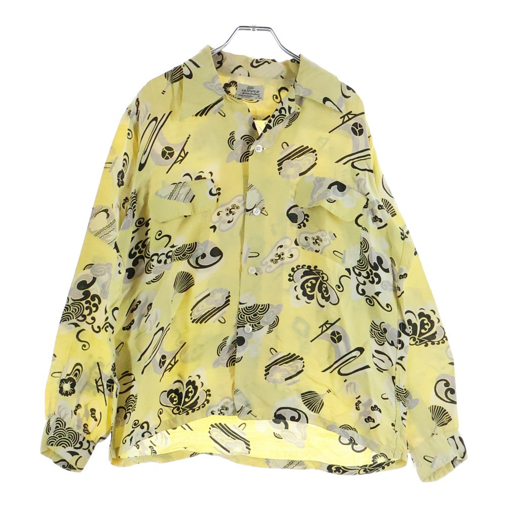 VINTAGE(ヴィンテージ) 40-50S SKIPPER OPEN COLLAR L/S SHIRT 長袖 総柄 シャツ イエロー/ブラック