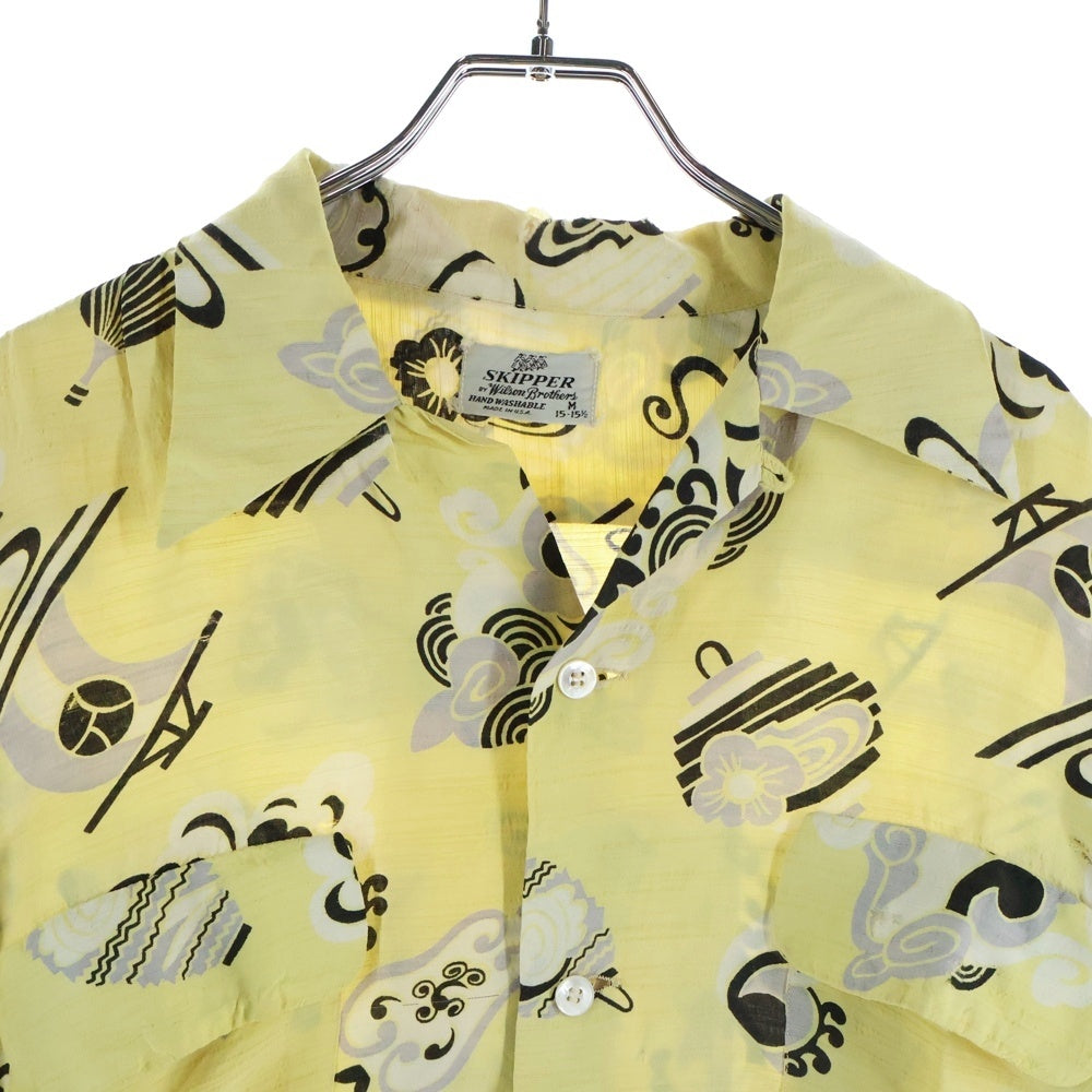 VINTAGE(ヴィンテージ) 40-50S SKIPPER OPEN COLLAR L/S SHIRT 長袖 総柄 シャツ イエロー/ブラック